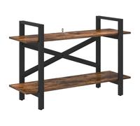 QJBSAVVA Bibliothèque Industrielle, Étagère de Rangement Basse avec 2 Niveaux, Structure en Acier Robuste et Bois d'Ingénierie Chêne Fumé, Meuble Salon ou Bureau, 100 x 33,5 x 64 cm