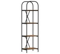 QJBSAVVA Bibliothèque Moderne, Étagère de Rangement avec 4 Étagères, Meuble de Salon ou Bureau en Bois d'Ingénierie, Style Contemporain, 40 x 30 x 146 cm, Chêne Fumé et Pieds en Métal Noir