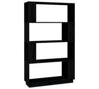 QJBSAVVA Bibliothèque Noir en Pin Massif 80x25x132 cm - Séparateur de Pièce, Étagère de Rangement Ouverte pour Salon et Bureau
