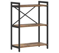 QJBSAVVA Bibliothèque Style Industriel, Étagère de Rangement Ouverte, Bois Ancien et Acier Noir, 60 x 30 x 85 cm, Meuble de Rangement pour Bureau, Salon