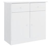 QJBSAVVA Buffet ALTA - Blanc - 77 x 35 x 73 cm - En pin massif - Commode avec tiroirs et portes - Pour salon, couloir, salle à manger, style rustique
