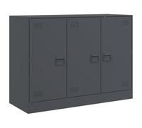 QJBSAVVA Buffet Anthracite 99x39x73 cm, Meuble de Rangement en Acier Laminé à Froid avec 3 Portes et 6 Compartiments, Commode Industrielle Robuste pour Salon, Bureau et Entrée