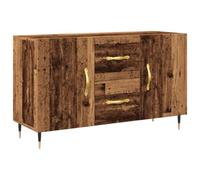 QJBSAVVA Buffet aspect bois vieilli - 100 x 36 x 60 cm - Commode avec portes et pieds en métal - Buffet en bois - Pour salon, chambre à coucher, couloir et bureau - Marron