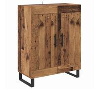 QJBSAVVA Buffet aspect bois vieilli 69,5 x 34 x 90 cm, commode avec 2 portes et cadre en métal, buffet design industriel en bois et fer, armoire d'appoint pour salon