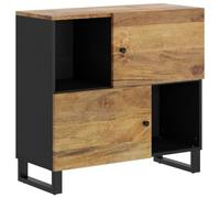QJBSAVVA Buffet avec 2 Portes 80x33x75 cm en Bois Massif de Manguier Finition Marron Miel, Meuble de Rangement Style Industriel Rustique pour Salon, Couloir et Salle à Manger