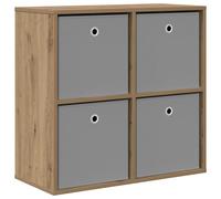 QJBSAVVA Buffet Bas avec 4 Tiroirs Meuble de Rangement en Bois d'Ingénierie pour Salon Séjour Couloir et Bureau Buffet Moderne Couleur Chêne Artisanal 68,5 x 32 x 67 cm
