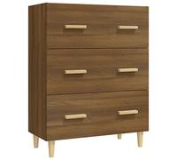 QJBSAVVA Buffet Bas Commode de Rangement avec 3 Tiroirs Meuble de Salon et Salle à Manger en Bois d'Ingénierie Armoire Latérale Gain de Place 70 x 34 x 90 cm Chêne Marron