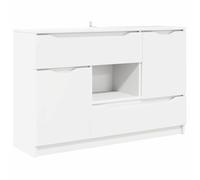 QJBSAVVA Buffet Bas de Rangement Blanc Mat, Meuble de Rangement Salon et Salle à Manger avec 1 Tiroir à Billes et 2 Portes, Commode en Bois d'Ingénierie, 65,5 x 30 x 100 cm