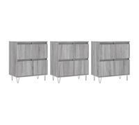 QJBSAVVA Buffet Bas de Salon 3 Pcs, Bahut Enfilade Meuble de Rangement en Bois d'Ingénierie, 180 x 35 x 70 cm, Buffet de Séjour avec Portes pour Entrée, Gris Sonoma