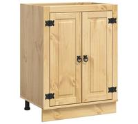QJBSAVVA Buffet Bas en Pin Massif Ski, Armoire de Rangement avec Étagère et 2 Portes pour Salon ou Cuisine, Meuble Moderne Solide, Brun Miel, 60 x 46 x 81,5 cm