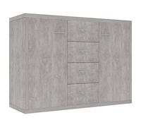 QJBSAVVA Buffet Bas Meuble de Rangement avec 4 Tiroirs et 2 Portes Commode de Salon et Entrée en Bois d'Ingénierie Armoire d'Appoint Gris Béton 88 x 30 x 65 cm