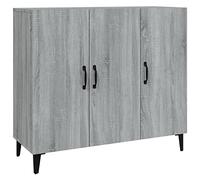 QJBSAVVA Buffet Bas Meuble de Rangement Salon Commode Industrielle avec 6 Compartiments Armoire Latérale en Bois d'Ingénierie et Métal Entrée Couloir Sonoma Gris 90x34x80 cm