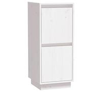 QJBSAVVA Buffet blanc 31,5 x 34 x 75 cm, armoire d'appoint en pin massif et MDF, commode avec 2 portes pour salon et couloir, armoire de rangement étroite