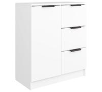 QJBSAVVA Buffet Blanc 60x30x70 cm en Bois d'Ingénierie - Meuble de Rangement Design avec Porte Réversible et Étagères pour Salon Entrée et Bureau