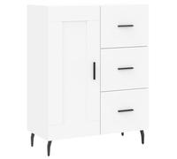 QJBSAVVA Buffet blanc - 69,5 x 34 x 90 cm - Commode avec 3 tiroirs et 2 compartiments - Buffet moderne en bois avec pieds en métal - Meuble d'appoint stable pour salon et couloir