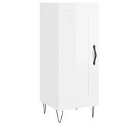 QJBSAVVA Buffet blanc brillant, 34,5 x 34 x 90 cm, commode avec porte et 3 compartiments, armoire d'appoint moderne en bois avec pieds en métal, pour salon, couloir et chambre à coucher