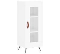 QJBSAVVA Buffet blanc brillant, 34,5 x 34 x 90 cm, commode en bois, armoire d'appoint moderne avec porte en verre, armoire de rangement fine pour salon, couloir et bureau