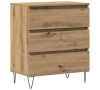 QJBSAVVA Buffet Chêne Artisanal 60 x 35 x 70 cm, Meuble de Rangement en Bois d'Ingénierie avec 3 Tiroirs, Commode Rectangulaire Moderne pour Salon, Salle à Manger et Entrée