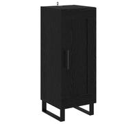 QJBSAVVA Buffet Chêne Noir 34,5 x 34 x 90 cm, Meuble Bas de Rangement en Bois d'Ingénierie et Fer avec 1 Porte et Étagères, Commode Moderne pour Salon et Salle à Manger
