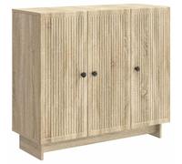 QJBSAVVA Buffet Chêne Sonoma 89x34,5x80 cm en Bois d'Ingénierie, Meuble de Rangement à 3 Portes pour Salon et Salle à Manger, Commode Vintage Rectangulaire