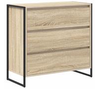 QJBSAVVA Buffet de Salon avec Tiroir Meuble Bas Industriel en Bois d'Ingénierie et Acier Commode Rangement Rectangulaire pour Entrée et Cuisine Couleur Sonoma 79 x 36 x 75,5 cm