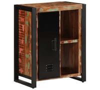 QJBSAVVA Buffet en Bois Massif de Récupération, Bahut Multicolore Style Industriel, Meuble de Rangement d'Appoint avec Portes pour Salon, Entrée et Couloir, 55 x 35 x 70 cm