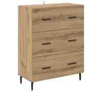 QJBSAVVA Buffet en chêne Artisan - 69,5 x 34 x 90 cm - Commode moderne en bois et fer avec tiroirs pour salon, salle à manger et couloir - Design industriel