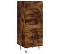 QJBSAVVA Buffet en chêne fumé - 34,5 x 34 x 90 cm - Commode avec 3 tiroirs - Meuble d'appoint en bois - Armoire étroite avec pieds en métal pour salon et couloir