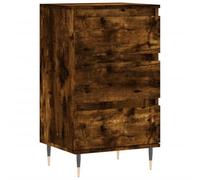 QJBSAVVA Buffet en chêne fumé - 40 x 35 x 70 cm - Commode avec 3 tiroirs et pieds en métal - Design moderne - En bois - Pour salon, chambre à coucher et couloir