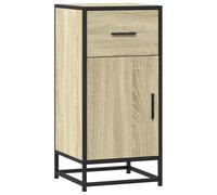QJBSAVVA Buffet en chêne Sonoma 35,5 x 35 x 76 cm, commode avec cadre en métal, armoire d'appoint industrielle avec tiroir et porte, armoire de rangement étroite pour salon, bureau et couloir