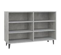 QJBSAVVA Buffet gris béton 103,5 x 35 x 70 cm - Bibliothèque industrielle avec 6 étagères et pieds en métal - Commode robuste en bois pour salon, couloir et bureau
