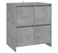 QJBSAVVA Buffet gris béton - 70 x 41 x 75 cm - Commode en bois - Design moderne avec 4 portes - Pour salon, couloir, bureau, buffet avec beaucoup d'espace de rangement - Look industriel
