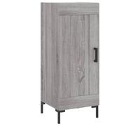 QJBSAVVA Buffet gris Sonoma 34,5 x 34 x 90 cm - Commode moderne en bois avec pieds en métal, armoire d'appoint étroite avec porte et 3 compartiments pour salon, couloir et chambre à coucher
