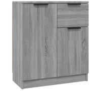 QJBSAVVA Buffet gris Sonoma 60 x 30 x 70 cm, commode en bois avec 2 portes et 1 tiroir, meuble bas moderne pour salon et couloir, armoire d'appoint étroite avec beaucoup d'espace de rangement