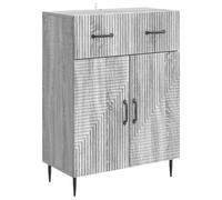 QJBSAVVA Buffet gris Sonoma 64 x 34,5 x 89,5 cm Commode en bois avec tiroir et 2 portes Meuble haut moderne avec pieds en métal pour salon et salle à manger