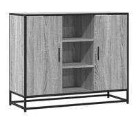 QJBSAVVA Buffet gris Sonoma - 92 x 35 x 76 cm - Commode avec cadre en métal - Armoire d'appoint moderne en bois - Buffet pour salon, couloir, cuisine et bureau - Armoire de rangement industrielle