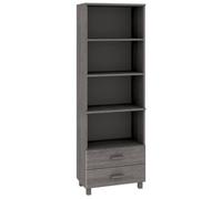 QJBSAVVA Buffet Hamar en Bois de Pin Massif, Armoire de Rangement Haute avec Étagères et Tiroirs pour Salon, Salle à Manger et Bureau, Meuble Bibliothèque, Gris Clair, 60x35x180 cm
