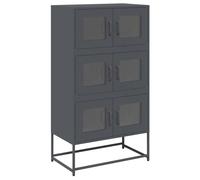 QJBSAVVA Buffet Haut Anthracite 68x39x123 cm en Acier Laminé à Froid - Meuble de Rangement Pratique avec 6 Portes et Compartiments pour Salle à Manger, Salon et Bureau. Robustesse et longévité.
