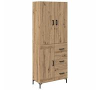 QJBSAVVA Buffet Haut Armoire de Rangement en Bois d'Ingénierie, Colonne avec Porte et Tiroir pour Salon et Salle à Manger, Décor Chêne Artisanal, 69,5 x 34 x 180 cm