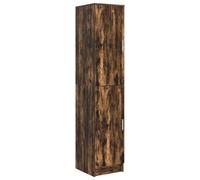 QJBSAVVA Buffet Haut Armoire de Rangement Salon Colonne Meuble Salle à Manger et Couloir en Bois d'Ingénierie avec 2 Portes Étagères Style Moderne Chêne Fumé 35 x 39 x 168 cm