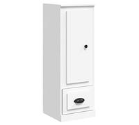 QJBSAVVA Buffet Haut Blanc 36x35,5x103,5 cm en Bois d'Ingénierie - Meuble de Rangement Pratique et Stylé avec Étagères pour Salon, Salle à Manger ou Entrée