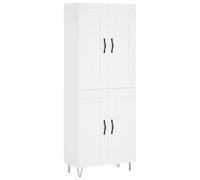 QJBSAVVA Buffet Haut Blanc 69,5 x 34 x 180 cm Meuble de Rangement en Bois d'Ingénierie et Fer avec Portes pour Salon, Salle à Manger et Cuisine, Grand Vaisselier Moderne