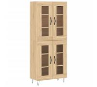 QJBSAVVA Buffet Haut Chêne Sonoma 69,5x34x180 cm, Meuble de Rangement Moderne en Bois d'Ingénierie et Métal, Grand Vaisselier avec Vitrine pour Salon et Salle à Manger