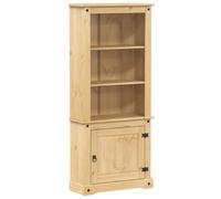 QJBSAVVA Buffet Haut Corona en Bois de Pin Massif, Vaisselier de Rangement Rustique Finition Cire de Miel, Meuble avec Portes pour Salon et Salle à Manger, 74 x 38 x 170 cm