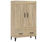 QJBSAVVA Buffet haut en chêne Sonoma - 70 x 31 x 115 cm - Buffet moderne en bois et fer - Armoire élégante avec tiroir et compartiments pour salon, couloir et bureau - Design industriel
