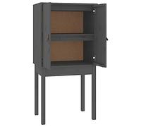 QJBSAVVA Buffet Haut Gris 60x40x120 cm en Bois Massif de Pin, Cabinet de Rangement Rustique avec 2 Portes et Compartiments pour Salon, Cuisine et Salle à Manger