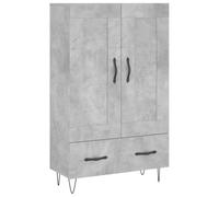 QJBSAVVA Buffet Haut Gris Béton 69,5x31x115 cm en Bois dIngénierie et Métal - Armoire de Rangement Moderne Style Industriel pour Salon, Salle à Manger et Entrée
