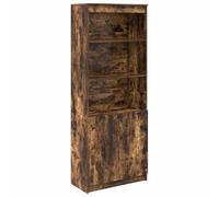 QJBSAVVA Buffet Haut Meuble de Rangement en Bois d'Ingénierie Chêne Fumé 70x35x180 cm avec Portes et 5 Étagères Armoire Haute de Stockage pour Salon Salle à Manger