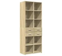 QJBSAVVA Buffet Haut Meuble de Rangement pour Salon et Salle à Manger Armoire de Rangement en Bois d'Ingénierie Coloris Chêne Sonoma Style Moderne 70 x 42,5 x 185 cm