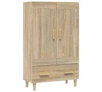 QJBSAVVA Buffet Haut Meuble de Rangement Salon Chêne Sonoma, Petit Vaisselier Style Scandinave en Bois d'Ingénierie et Pieds Eucalyptus pour Salle à Manger, 70 x 31 x 115 cm